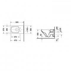 Duravit DuraStyle Унитаз удлиненный подвесной безободковый 620х370 мм, с креплением, цвет белый (СПЕЦЦЕНА)