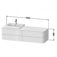 Duravit Happy D.2 Plus Столешница 16x1300x550мм для тумбы #HP4934, HP4944, HP4954, HP4963, HP4973 с вырезом справа, DX, цвет: белый глянцевый