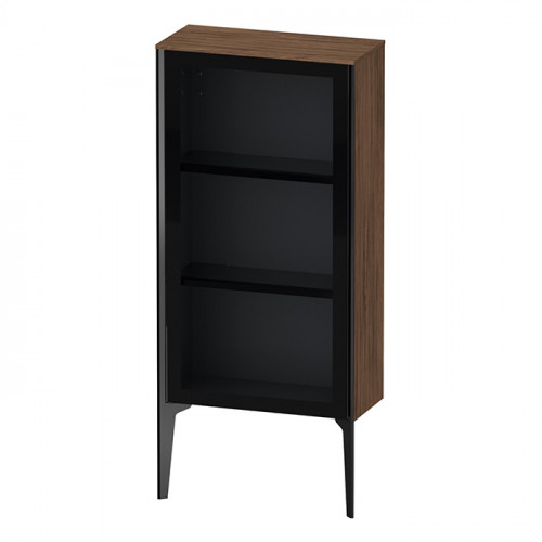 Duravit XViu Шкаф подвесной 890x500x240мм, со стеклянной дверью, 2 стеклянные полки (петли слева), цвет: walnut dark/черный матовый