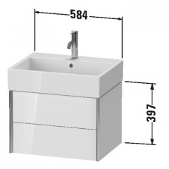 Duravit XViu Тумба подвесная 397x584x454мм, для раковины #235060, 2 ящика, цвет: белый глянцевый/champagne matt