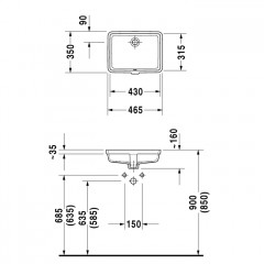 Duravit Vero Раковина встраиваемый для встраивания снизу, с перел., без площадки под смес., включая крепление для встраивания в деревянную столешницу