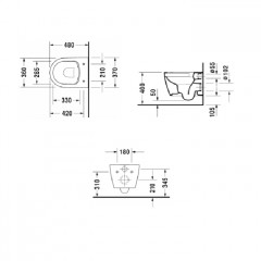 Duravit ME by Starck Комплект: унитаз подвесной Compact Rimless, 370x480 мм 253009 + сиденье с микролифтом: 002019 цвет: белый