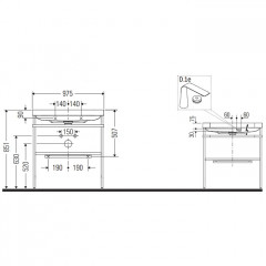Duravit Happy D.2 Plus Консоль напольная с умывальником 975х490х850 мм, с 1 отв под смесит,1 полка, вып. и сифон в комплекте, цвет Графит суперматовый