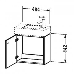 Duravit Brioso Тумба подвесная под раковину 484х239х442 мм,с 1 дверкой петли слева L, цвет орех натуральный 79 (для 072450)