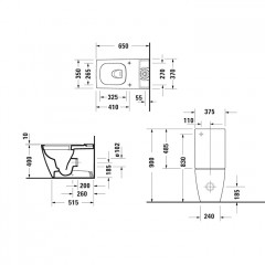 Duravit Viu Унитаз напольный 350x650мм, rimless,слив универсальный, с креплением, цвет белый