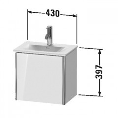 Duravit XSquare Тумба подвесная под раковину # 073345, 1 дверца, петли справа, 397x430x308мм, цвет White High Gloss