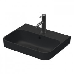 Duravit Happy D.2 Plus Раковина 500х400мм с переливом, 1 отв под смес, с креплением, выпуск с керам. покрытием цвет Anthracite matt