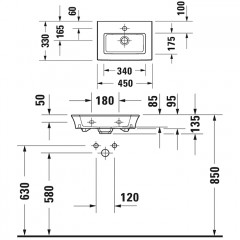 Duravit White Tulip Раковина 450х300 мм, без перелива, с 1 отв. под смеситель, с WonderGliss, цвет: белый