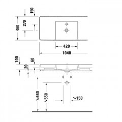 DURAVIT Bento Starck Box Раковина накладная 1040х460мм,, с 1 отв под смеситель, HygieneGlaze, белый глянцевый