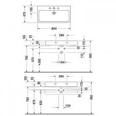 Duravit Vero Раковина 800x470мм для мебели, с переливом с 1 отверстием под смеситель. Цвет: белый (СПЕЦЦЕНА со склада поставщика!)