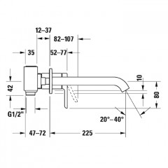 Duravit C.1 Смеситель для раковины скрытого монтажа (наружная часть) излив 225мм, цвет: черный матовый