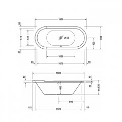 Duravit Starck Ванна 1800х800 мм, аквриловая встраиваемая, с двумя наклонами для спины.