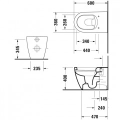 DURAVIT Bento Starck Box Унитаз напольный с сиденьем, белый глянцевый
