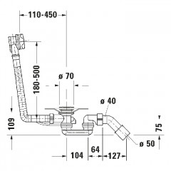 Duravit Слив и перелив, хром, диаметр выпуска 52 мм