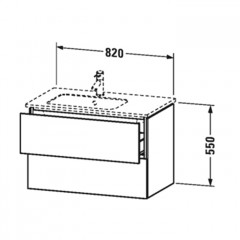 DURAVIT L-CUBE Тумба под раковину 550x820x481 мм., подвесная, левая, 2 ящика, для раковины 234583,, цвет белый глянцевый