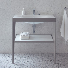 Duravit XViu Консоль напольная, 850x800x480мм с полкой, с раковиной без перелива, 2 отв., цвет: champagne matt/white high gloss lacquer