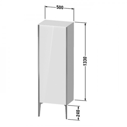 Duravit XViu Шкаф подвесной 1330x500x360мм с 3 стеклянными полками, (петли слева), цвет: dark brushed oak/чёрный матовый
