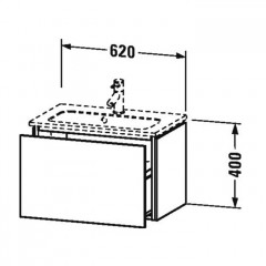 Duravit L-Cube База под раковину 400x620x391, 1 выдв. ящик, цвет черный глянцевый