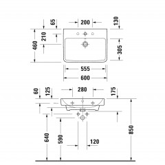 Duravit #1 Раковина для мебели 60*46см,с 1отв для смесителя, цвет белый глянец