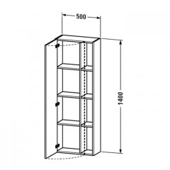 DURAVIT DURASTYLE Шкаф 500х240х1400 мм., подвесной, правый, 1 дверь, 3 полки, цвет белый матовый
