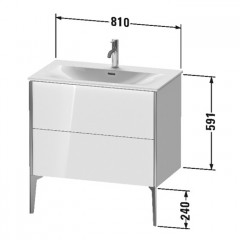 Duravit XViu Тумба подвесная 591x810x480мм, для раковины #234483, 2 ящика, цвет: walnut dark/черный матовый