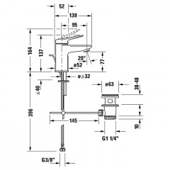 Duravit Circle M Однорычажный смеситель для умывальника с донным клапаном, хром