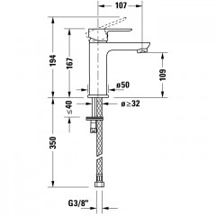 Duravit A.1 Смеситель для раковины на 1 отв. с донным клапаном, цвет: хром