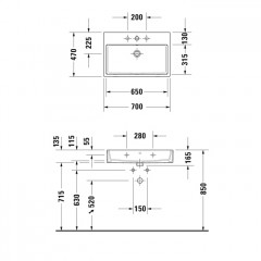 Duravit Vero Air Раковина 700х470 мм, с переливом, с площадкой, с 1 отв. под смеситель, Цвет белый