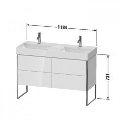 Duravit XSquare Тумба напольная под раковину # 235312, 4 ящика, 731x1184x460мм, цвет White High Gloss