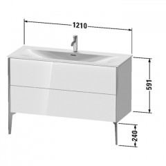 Duravit XViu Тумба подвесная 591x1210x480мм, для раковины #234412, 2 ящика, цвет: белый глянцевый/champagne matt