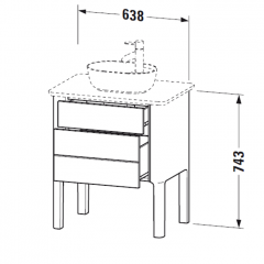 Duravit Luv База напольная, 743x688x450,1 выдв.ящик,1 выдв.ящик, цвет белый шелковисто-матовый