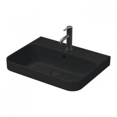 Duravit Happy D.2 Plus Раковина 600х460мм с переливом, с 1м отв. под смеситель, выпуск с керам. покрытием, покр WonderGliss, цвет Anthracite