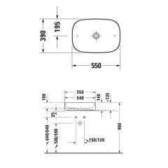 Duravit Zencha Раковина накладная 55х39х14 см, без отв под смеситель, цвет белый гляневый