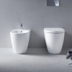 Duravit Me by Starck Биде напольное приставное 37х60 см, с 1 отв. под смеситель, с креплением, цвет белый с WonderGliss