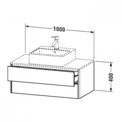 Duravit XSquare База подвесная 1000х548х400 мм, с 2 выдв ящик, Цвет Бетонно-серый матовый