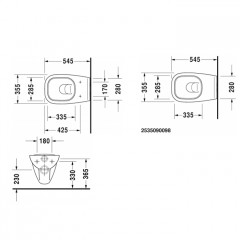 Duravit D-Code Унитаз подвесной, с вертикальным смывом объем: 4,5 л, 355x545мм, Цвет: Белый (СПЕЦЦЕНА)