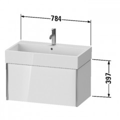 Duravit XViu Тумба подвесная 397x784x454мм, для раковины #235080, 1 ящик, цвет: walnut dark/черный матовый