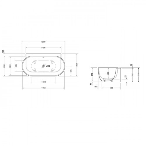 DURAVIT Слив-перелив для ванны, цвет: хром (со склада продаем с ваннами 700433/700431/700432)