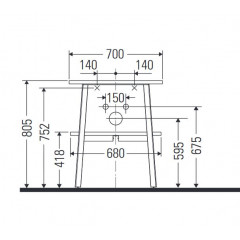 Duravit Cape Cod Раковина накладная круглая d430 мм, без отверстия под смеситель, цвет внутри - белый, снаружи - белый