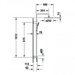 Duravit Wave Душевая система с термостатом, ручной душ с регулировкой высоты, душевой шланг 1600 мм, ручной душ 3 режима 110 мм, хром