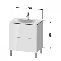 Duravit L-Cube Тумба напольная под раковину # 234473, 2 ящика, 704x720x481мм, цвет White High Gloss