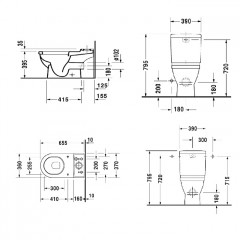 Duravit Starck 3 унитаз моноблок приставной 655х360 мм, слив в стену , с креплениями, цвет белый