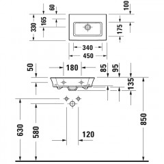 Duravit White Tulip Раковина 450х330 мм, без перелива, без отв. под смеситель, с WonderGliss, цвет: белый