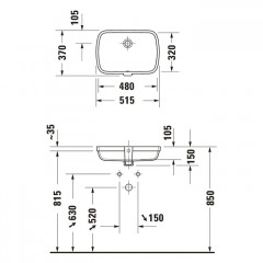 Duravit Qatego Раковина встраиваемая снизу 480х370х150 мм, без отв под смеситель, цвет белый