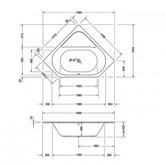 DURAVIT D-CODE Ванна угловая 1400х1400 мм., встраиваемая версия, акрил, цвет белый