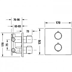 Duravit Комплект термостатического смесителя для скрытой установки на 2 источника Расход (3 бар): 24 л/мин, 170x170 мм, цвет хром