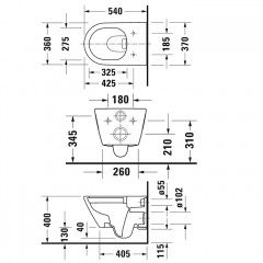 Duravit D-Neo Унитаз подвесной, 370 x 540 мм, безободковый, в комплекте с сиденьем 0021690000 цвет: белый "СПЕЦЦЕНА с нашего склада!"