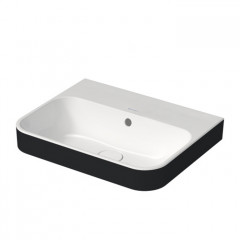 Duravit Happy D.2 Plus Раковина 500х400мм с переливом, без отв под смес, с креплением, выпуск с керам. покрытием цвет Anthracite matt/белый