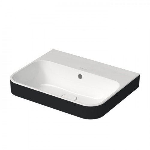 Duravit Happy D.2 Plus Раковина 500х400мм с переливом, без отв под смес, с креплением, выпуск с керам. покрытием цвет Anthracite matt/белый