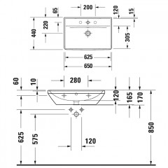 Duravit D-Neo Раковина накладная 650х440 мм, с переливом, с 1 отв. под смеситель, цвет: белый